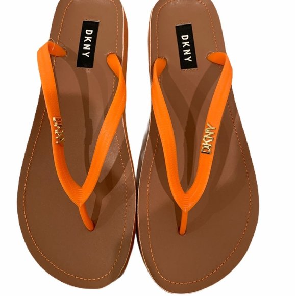 Dkny Shoes - DKNY WOMEN FLIP FLOPS IN ORANGE & BROWN